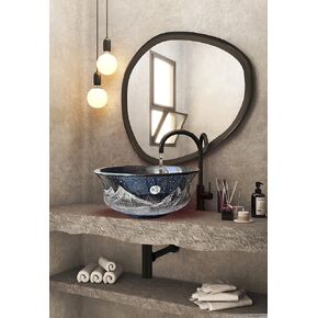 Night & Moon Washbasin, Master Bathroom Ceramic Vessel Sink, Above Countertop Basin, Bowl Sink, Guest Bathroom Renovation, Vanity Washstand in Saudi Arabia