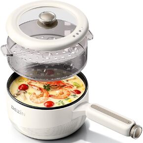 Dezin Electric pot with Steamer, 2L Non-Stick Sauté Pan, 5-in-1 Multifunctional Hot Pot Electric for Steak, Fried Rice, Oatmeal, Soup, Dual Power Control, Portable Pot for Dorm, Office & Small Kitchen in Kuwait