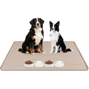 Dog Food Mat 50" x 35" Large Silicone Mat with Raised Edge Gray in Saudi Arabia
