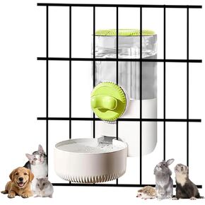 Auto Gravity Siphon Water Dispenser for Cage Hanging, 34OZ Capacity Hanging Automatic Pet Cage Waterer, Water Bowl for Cats Dogs Rabbit Ferret Chinchilla Bird Hedgehog Guinea Pig (Light Green) in Kuwait