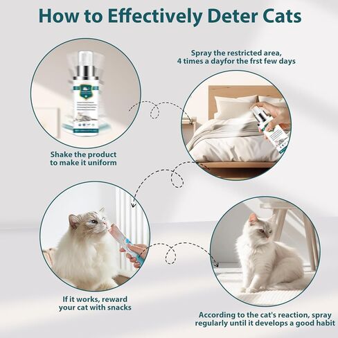 رذاذ متطور لطرد القطط، تركيبة طبيعية طاردة للقطط داخل المنزل وخارجه، مانع خدش القطط المعزز للأثاث والأرائك والسجاد وحماية الستائر ومنع القطط من التبول (أخضر، M) in Kuwait