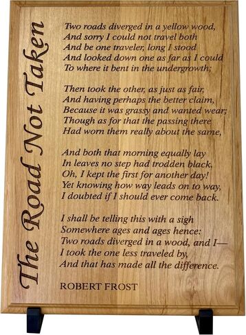 The Road Not Taken Plaque – Robert Frost Poem Wall Art Sign – Engraved Wood – Inspirational Poetry Gift for Home, Office, Classroom – Literary Decor in Multiple Sizes (Genuine Alder, 12x15 inch) in Saudi Arabia
