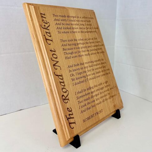The Road Not Taken Plaque – Robert Frost Poem Wall Art Sign – Engraved Wood – Inspirational Poetry Gift for Home, Office, Classroom – Literary Decor in Multiple Sizes (Genuine Alder, 12x15 inch) in Saudi Arabia