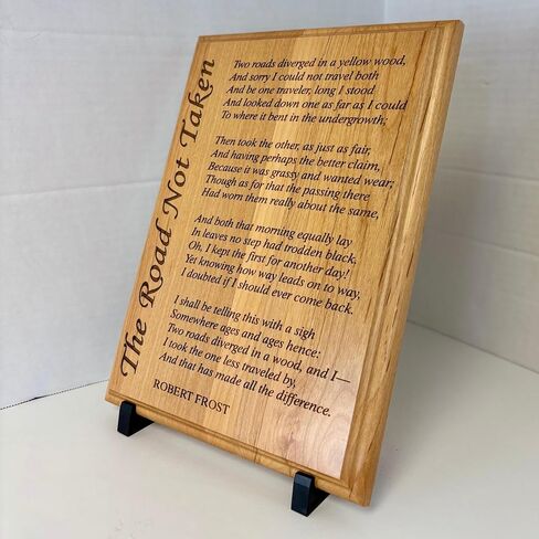 The Road Not Taken Plaque – Robert Frost Poem Wall Art Sign – Engraved Wood – Inspirational Poetry Gift for Home, Office, Classroom – Literary Decor in Multiple Sizes (Genuine Alder, 12x15 inch) in Saudi Arabia