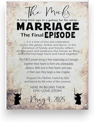 Star Wars Themed Wedding Sign or Gift, Final Episode, Favorite, Handcrafted Custom Canvas, Epic Love Story, PERSONALIZED, May 4th Wedding, Marriage The Final Episode, Galaxy in Saudi Arabia