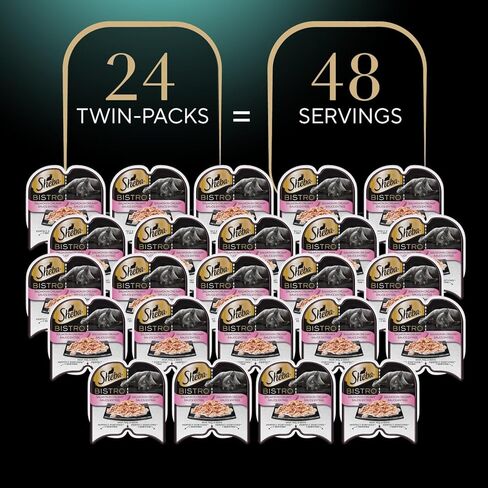 صواني طعام للقطط الرطبة من شيبا بيرفكت بورشنز (24 قطعة، 48 حصة)، مدخل الدجاج والكبد المحمص، صواني مزدوجة سهلة التقشير in Kuwait