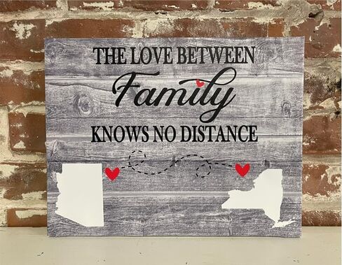 Long Distance Family/Friends, The Love Between Knows No Distance, Custom Canvas, Perfect Birthday Present, Personalize With States Of Choice, 1-4 States, Country in Saudi Arabia