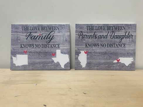 Long Distance Family/Friends, The Love Between Knows No Distance, Custom Canvas, Perfect Birthday Present, Personalize With States Of Choice, 1-4 States, Country in Saudi Arabia