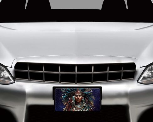 Vanity Decorative Front License Plate - Cute Car License Plate Made in the USA - Aluminum Metal Plate - Premium Quality Car Plate - Front Plate for Car (Warrior Native American) in Saudi Arabia