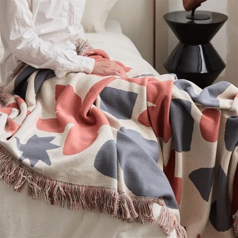 Cotton Blanket,Sofa Throw Blanket,Blankets Abstract Pattern Plaid Blanket Living Room Decor Bed Sofa Soft Cotton Throw Blanket(Red) in Saudi Arabia