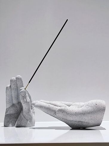 Incense Burner, Incense Holder, Decorative Modern Design Concrete Handheld Incense Stick Holder,Real Human Hand Design,Design Trinket,Figure (GRAY) in Saudi Arabia
