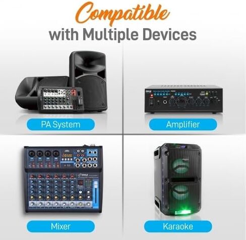 Pyle 2 Channel Wireless Microphone System - Portable UHF Digital Audio Mic Set with 2 Headset, 2 Lavalier lapel, 2 Transmitter, ¼’’ cable, power adapter - For Karaoke, PA, DJ, - PDWM3400,Black in Kuwait