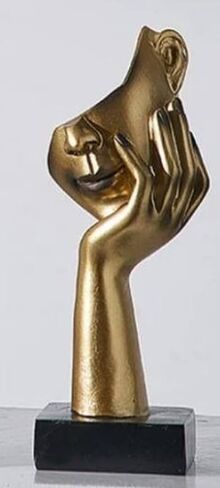 تمثال وجه تجريدي مصنوع يدويًا، منحوتة فنية حديثة، كائن فني، ديكور منزلي فني بسيط (Object-6) in Saudi Arabia