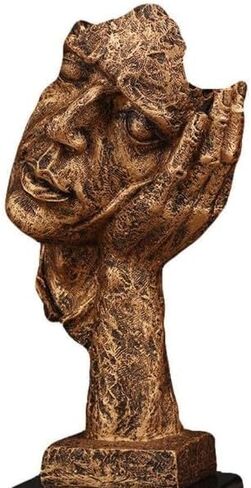 ديكور لم أسمع مصنوعًا يدويًا، نحت الوجه التجريدي، تمثال فن الصمت، ديكور تعبيرات الوجه (كائن-2) in Kuwait
