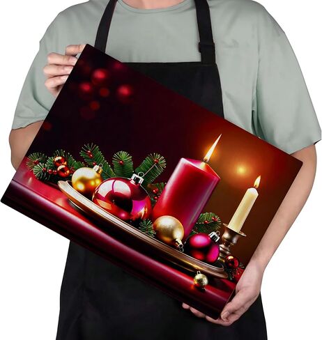 Christmas Candle & Ornament Glass Cutting Board. Unique Charcuterie Board for Housewarming or Holiday Gift. in Saudi Arabia