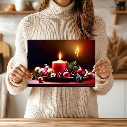 Christmas Candle & Ornament Glass Cutting Board. Unique Charcuterie Board for Housewarming or Holiday Gift. in Saudi Arabia