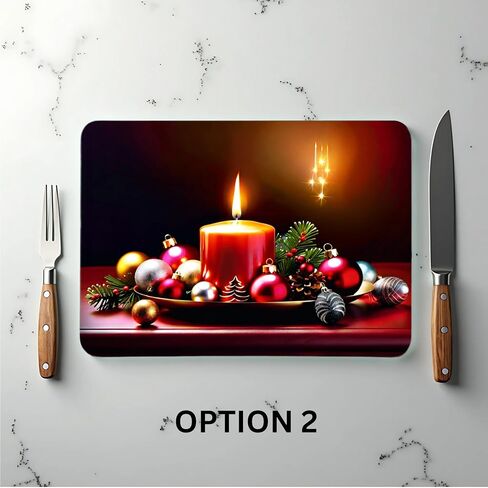 Christmas Candle & Ornament Glass Cutting Board. Unique Charcuterie Board for Housewarming or Holiday Gift. in Saudi Arabia