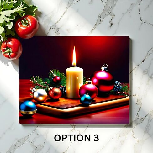 Christmas Candle & Ornament Glass Cutting Board. Unique Charcuterie Board for Housewarming or Holiday Gift. in Saudi Arabia
