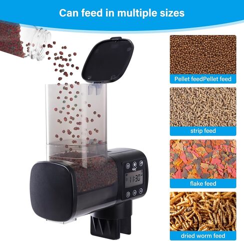 hygger Automatic Fish Feeder for Aquarium: Auto Fish Food Dispenser with Timer,quantitative and Fixed-Point Feeding System for Betta Turtle Small Tank - Aquarium Vacation Feeder with 3 AAA Batteries in Kuwait