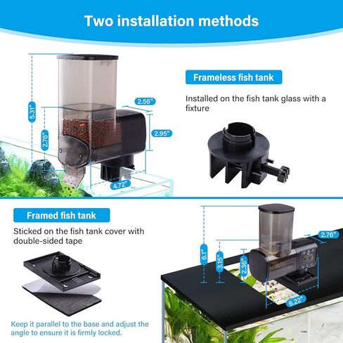 hygger Automatic Fish Feeder for Aquarium: Auto Fish Food Dispenser with Timer,quantitative and Fixed-Point Feeding System for Betta Turtle Small Tank - Aquarium Vacation Feeder with 3 AAA Batteries in Kuwait