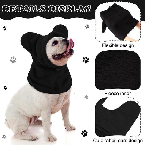 Winter Dog Hats Quiet Ears for Dogs Ear Muffs Pet Neck Warmer Scarf Hoodie Noise Protection Cover Beanie Head Wrap Costume for Pet Dog Cats(Black,M) in Saudi Arabia