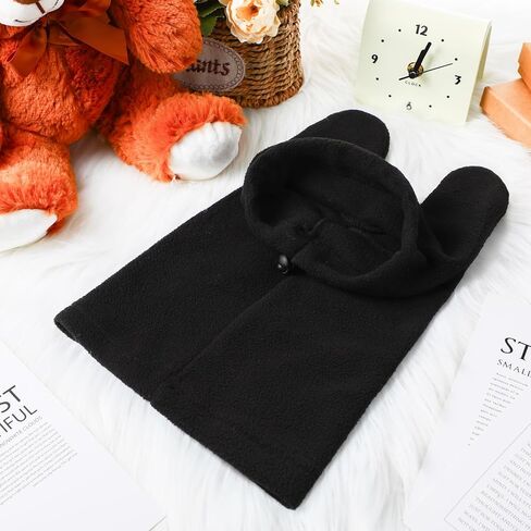 Winter Dog Hats Quiet Ears for Dogs Ear Muffs Pet Neck Warmer Scarf Hoodie Noise Protection Cover Beanie Head Wrap Costume for Pet Dog Cats(Black,M) in Saudi Arabia
