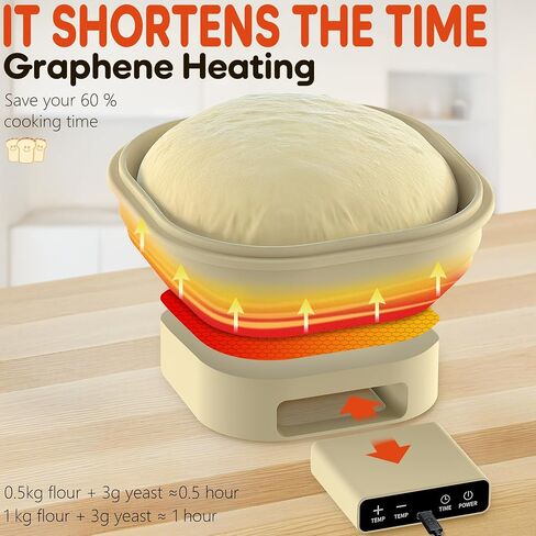 Sourdough Bread Baking Supplies,Electric Thermostatic Silicone Proofing Baskets for Sourdough Bread Baking Tools (elliptical-1, 10in) in Saudi Arabia