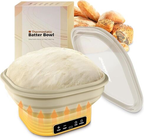 Sourdough Bread Baking Supplies,Electric Thermostatic Silicone Proofing Baskets for Sourdough Bread Baking Tools (elliptical-1, 10in) in Saudi Arabia