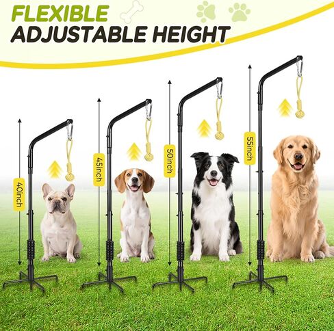 Tether Outdoor Dog Rope Toy with Strengthen Spring Pole, 3 Kinds Dog Tug of War Toys for Self Play and Interactive in Park, Yard, Lawn Rope, Suitable for Large Medium Small Dogs (Black) in Saudi Arabia