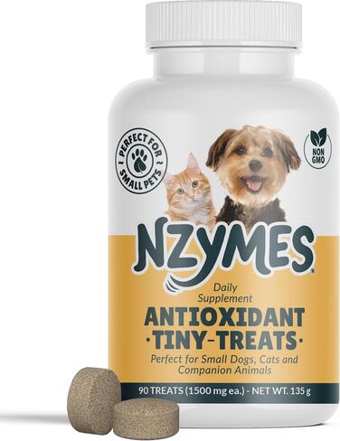 مكافآت Nzymes® الصغيرة المضادة للأكسدة - لمفاصل الكلاب، والوركين، والشلل، والجلد، والمعطف، وتساقط الشعر، والشيخوخة، والهضم، والنوبات - مكافآت الكلاب للكلاب الصغيرة - 270 مكافأة - صنع في الولايات المتحدة الأمريكية in Saudi Arabia