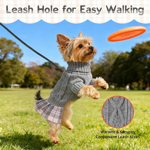 Small Dog Sweater Dress with Bowtie Warm Turtleneck Girl Dog Clothes in Winter Knitted Pet Pullover for Puppy Doggie Chihuahua Yorkie Cat Sweater for Birthday (Red, M) in Kuwait