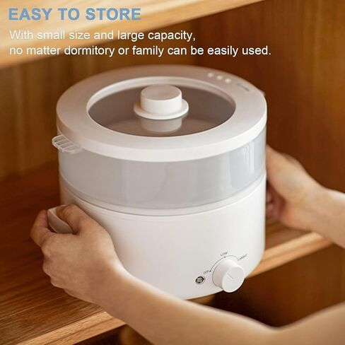 وعاء ساخن كهربائي، مقلاة سيراميك غير لاصقة سعة 2 لتر، وعاء ساخن محمول مع تعديل مزدوج للطاقة، طباخ كهربائي للبيض والرامين ودقيق الشوفان والحساء تسخين سريع وحماية من الحرارة الزائدة in Kuwait