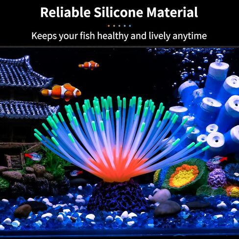 Uniclife Aquarium Imitative Rainbow Sea Urchin Ball Artificial Silicone Ornament with Glowing Effect for Fish Tank Landscape Decoration in Saudi Arabia