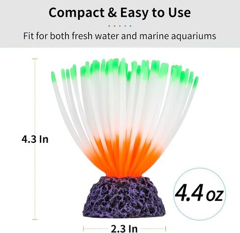 Uniclife Aquarium Imitative Rainbow Sea Urchin Ball Artificial Silicone Ornament with Glowing Effect for Fish Tank Landscape Decoration in Saudi Arabia