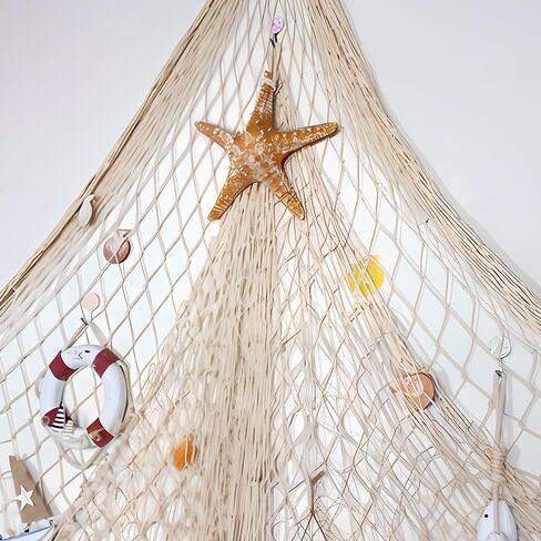 1Pc White Natural Cotton Fish Net Decor, Halloween Gag Party Essential! Nautical Pirate Underwater Ocean Beach Style, Perfect for Spooky Decor, Costume Props and Themed Events in Saudi Arabia