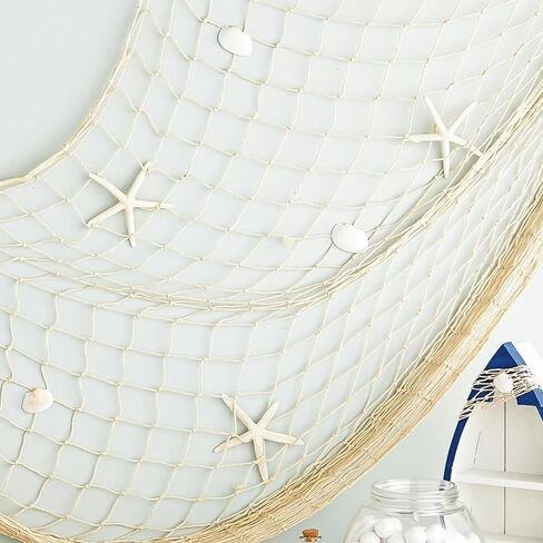 1Pc White Natural Cotton Fish Net Decor, Halloween Gag Party Essential! Nautical Pirate Underwater Ocean Beach Style, Perfect for Spooky Decor, Costume Props and Themed Events in Saudi Arabia