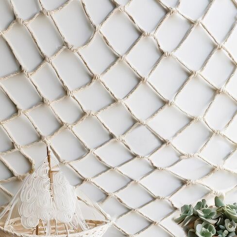 1Pc White Natural Cotton Fish Net Decor, Halloween Gag Party Essential! Nautical Pirate Underwater Ocean Beach Style, Perfect for Spooky Decor, Costume Props and Themed Events in Saudi Arabia