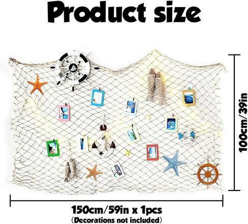 1Pc White Natural Cotton Fish Net Decor, Halloween Gag Party Essential! Nautical Pirate Underwater Ocean Beach Style, Perfect for Spooky Decor, Costume Props and Themed Events in Saudi Arabia