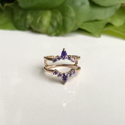 Purple Amethyst Crown Shaped Enhancer Guard For Women, 14k Gold Finish Amethyst Wrap Ring, Engagement Ring in Saudi Arabia