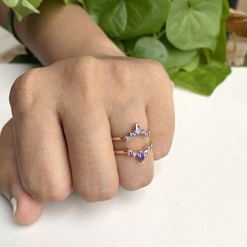 Purple Amethyst Crown Shaped Enhancer Guard For Women, 14k Gold Finish Amethyst Wrap Ring, Engagement Ring in Saudi Arabia