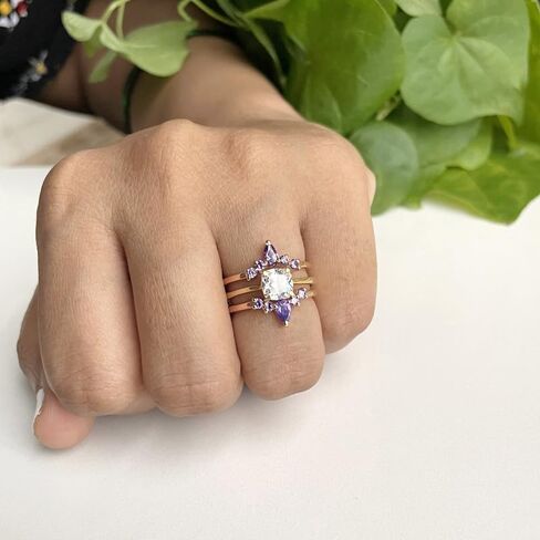 Purple Amethyst Crown Shaped Enhancer Guard For Women, 14k Gold Finish Amethyst Wrap Ring, Engagement Ring in Saudi Arabia