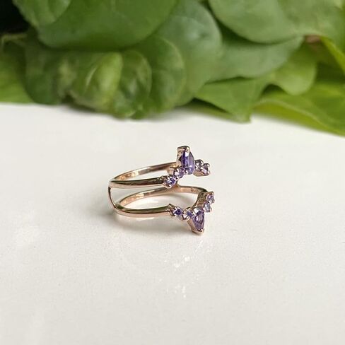 Purple Amethyst Crown Shaped Enhancer Guard For Women, 14k Gold Finish Amethyst Wrap Ring, Engagement Ring in Saudi Arabia