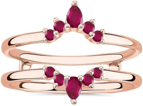 Red Ruby Crown Shaped Enhancer Guard For Women, 14k Gold Finish Ruby Wrap Ring, Engagement Ring in Saudi Arabia