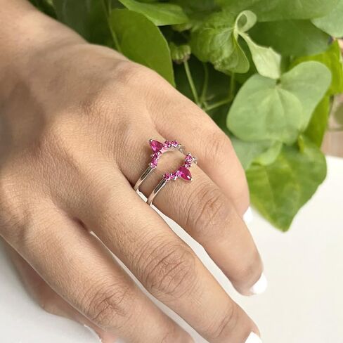 Red Ruby Crown Shaped Enhancer Guard For Women, 14k Gold Finish Ruby Wrap Ring, Engagement Ring in Saudi Arabia