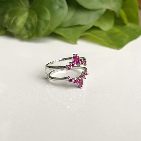 Red Ruby Crown Shaped Enhancer Guard For Women, 14k Gold Finish Ruby Wrap Ring, Engagement Ring in Saudi Arabia