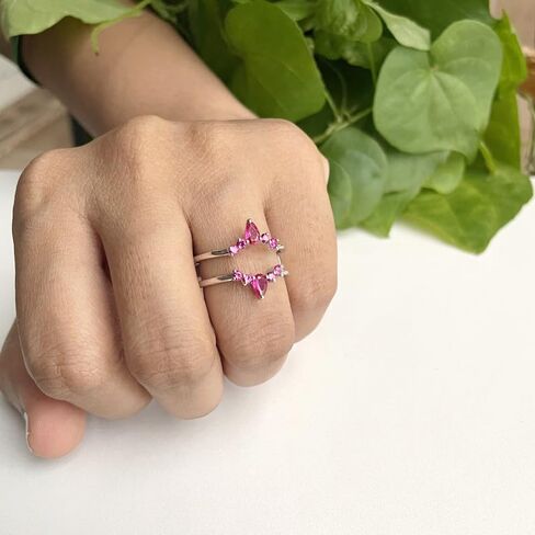 Red Ruby Crown Shaped Enhancer Guard For Women, 14k Gold Finish Ruby Wrap Ring, Engagement Ring in Saudi Arabia
