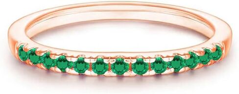 Green Emerald Wedding Band For Women, 14k Gold Finish May Birthstone Green Emerald Half Eternity Ring, Ladies Anniversary Band in Saudi Arabia