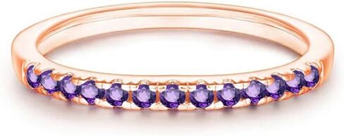 Purple Amethyst Wedding Band For Women, 14k Gold Finish February Birthstone Amethyst Half Eternity Ring, Ladies Anniversary Band in Saudi Arabia