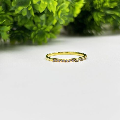 Purple Amethyst Wedding Band For Women, 14k Gold Finish February Birthstone Amethyst Half Eternity Ring, Ladies Anniversary Band in Saudi Arabia