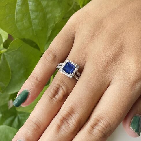 Pear & Round Cut Blue Sapphire Crown Style Enhancer Guard For Women, 14K Gold Plated 925 Silver September Birthstone Blue Sapphire Crown Enhancer Wrap Guard Matching Band in Saudi Arabia